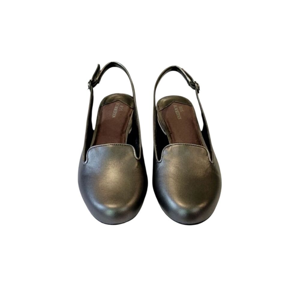 Ros Hommerson Oceana Pewer Leather Round Toe Slingback Sandal Shoes Size 9.5N